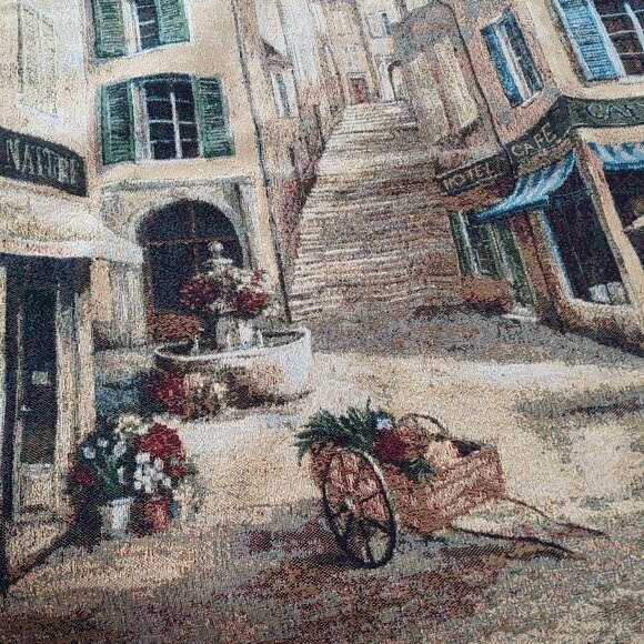 Cafe Wall Hanging Tapestry, Cafe De La Place, 42x35 inch, Horizontal, Rod Sleeve - Picture 2 of 9